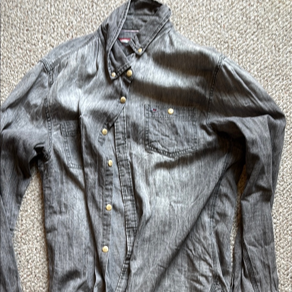 Tommy Hilfiger Gray Casual Button Down Shirt